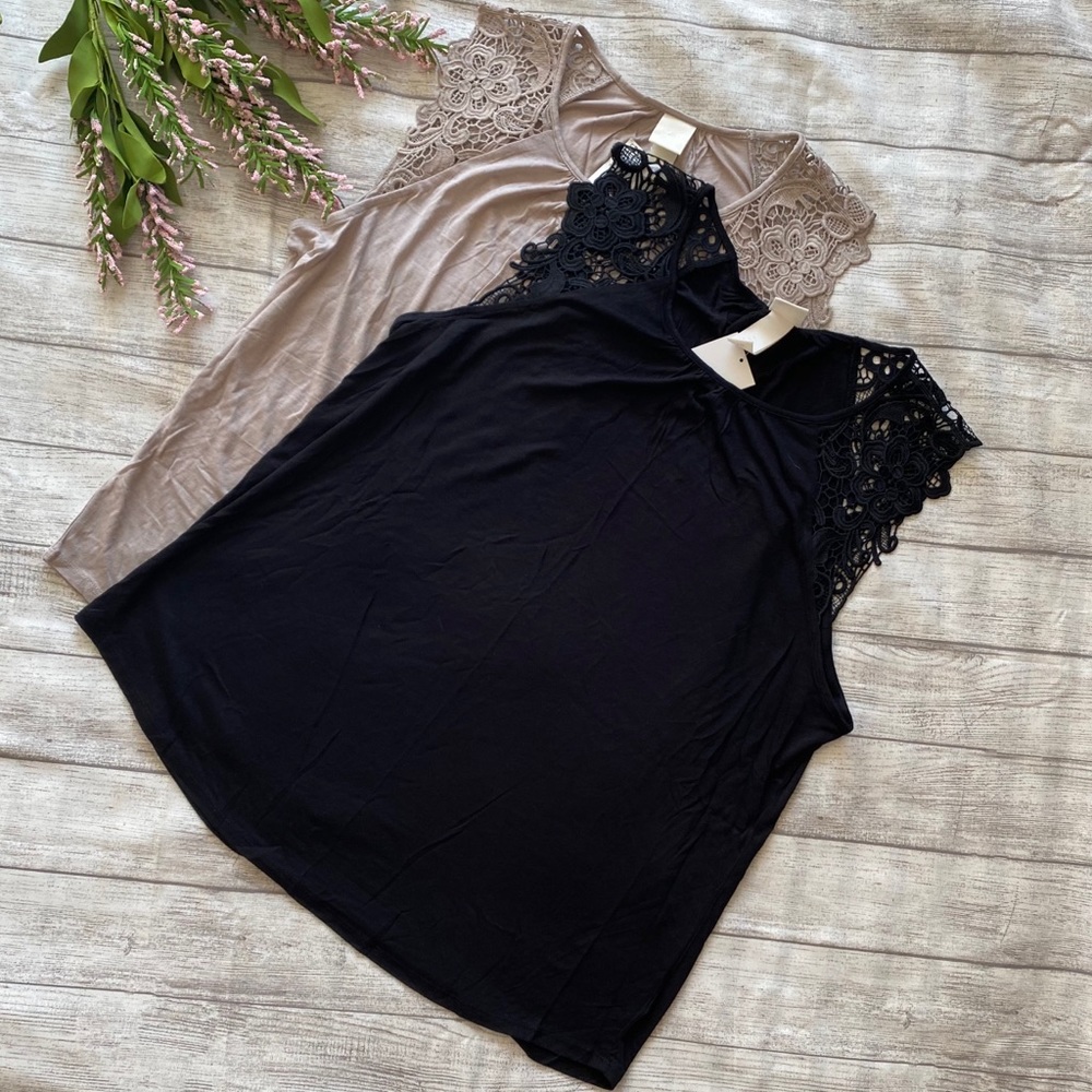 NWT! (2 pack) H&M Jersey Tank Top with Lace Detail